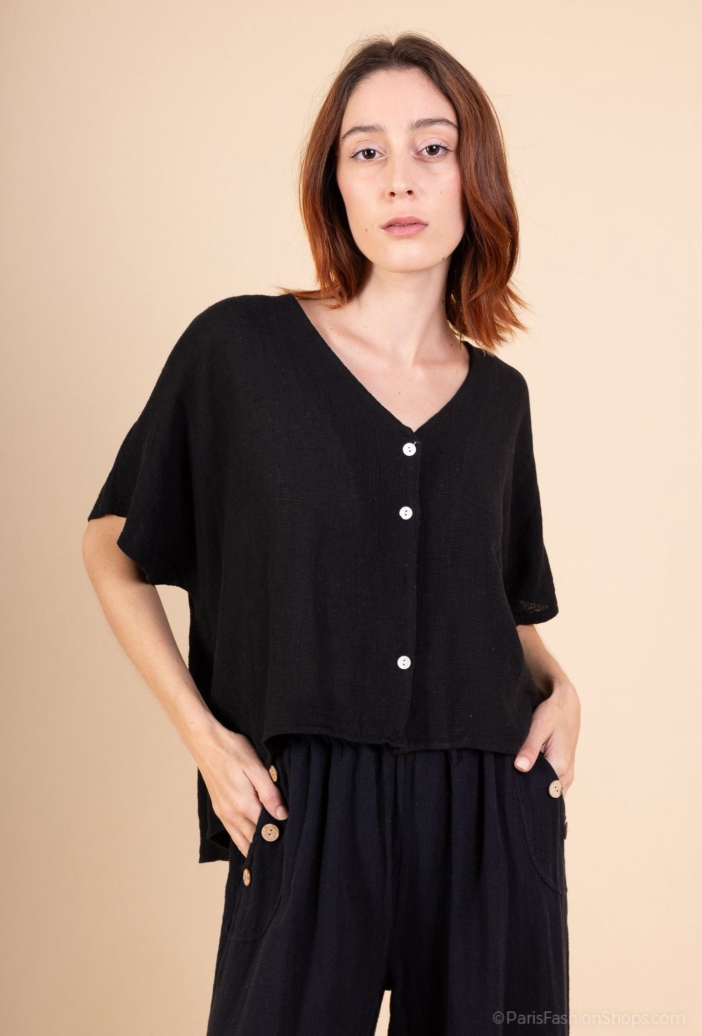 Mila Button front Top