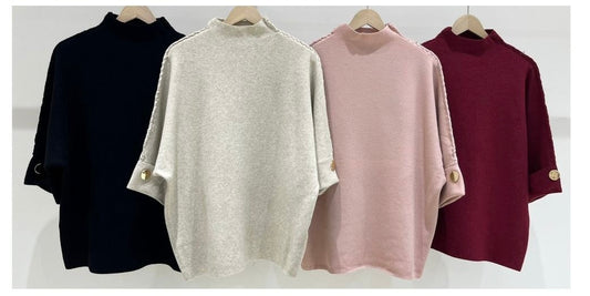 Stitched Button Sleeve Jumper