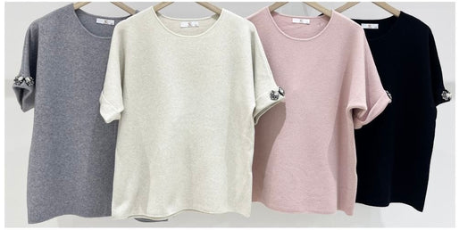 Bow Gem Sleeve Top