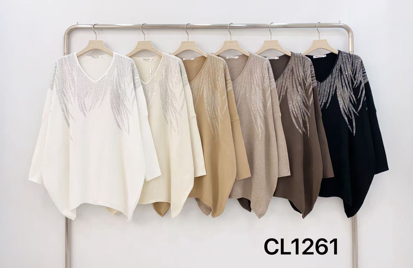 V-Neck Feather Embellished Sweater