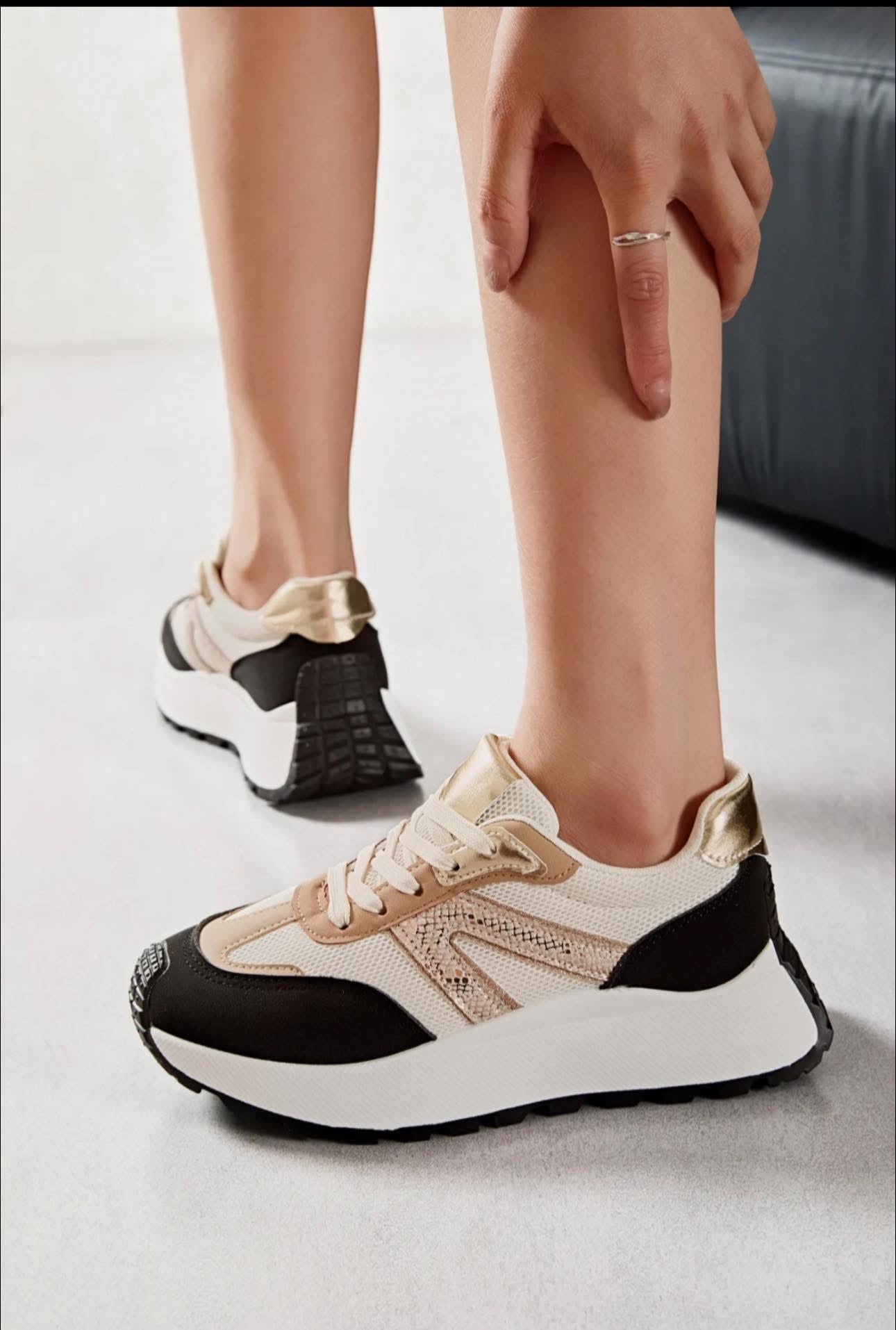 Chunky Metallic-Accent Trainers