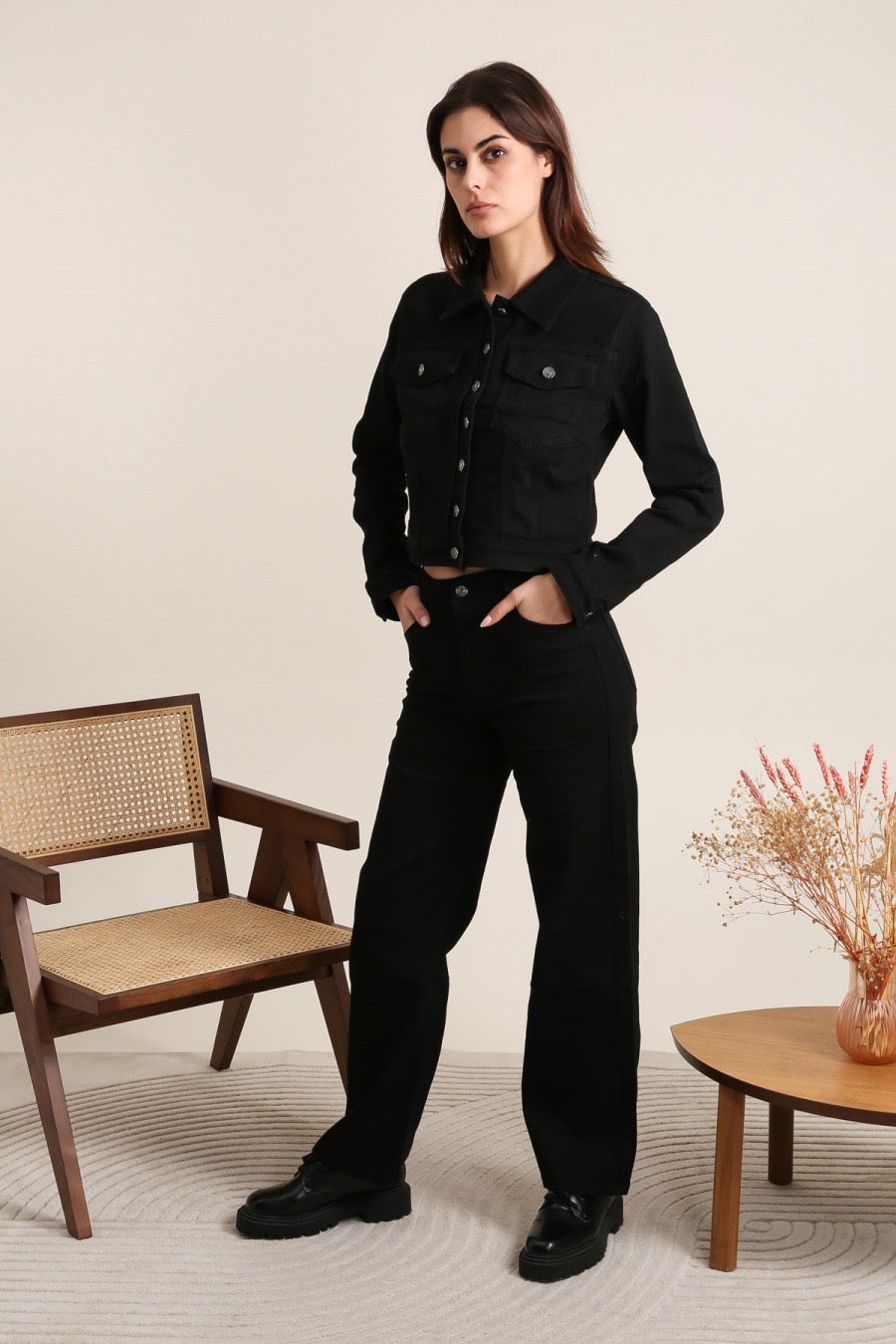 Black Straight-Leg Jeans