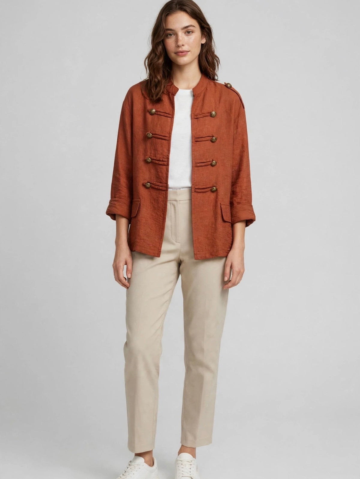 Brass Button Military Jacket