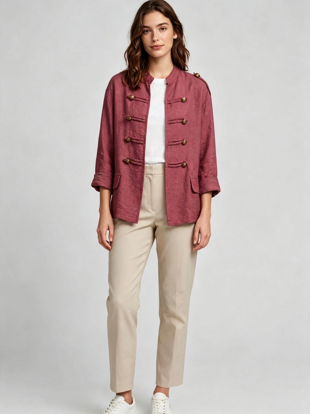Brass Button Military Jacket