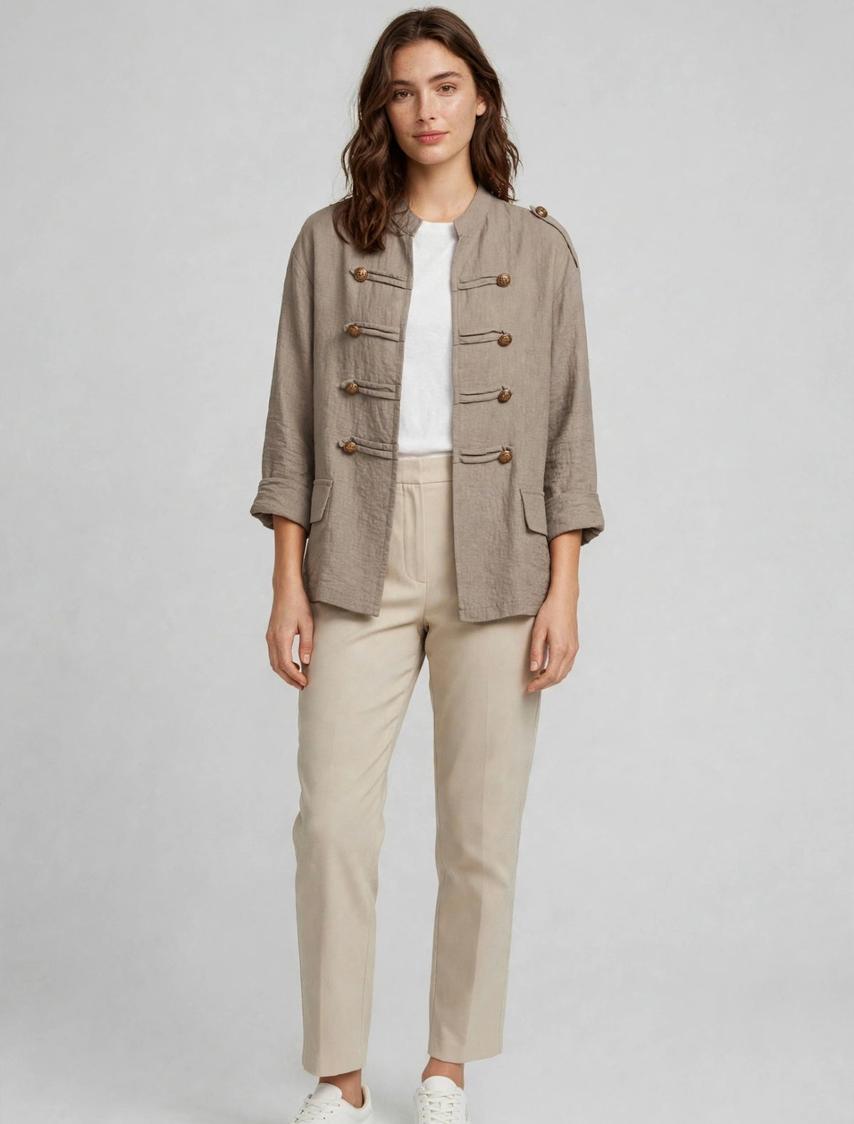 Brass Button Military Jacket