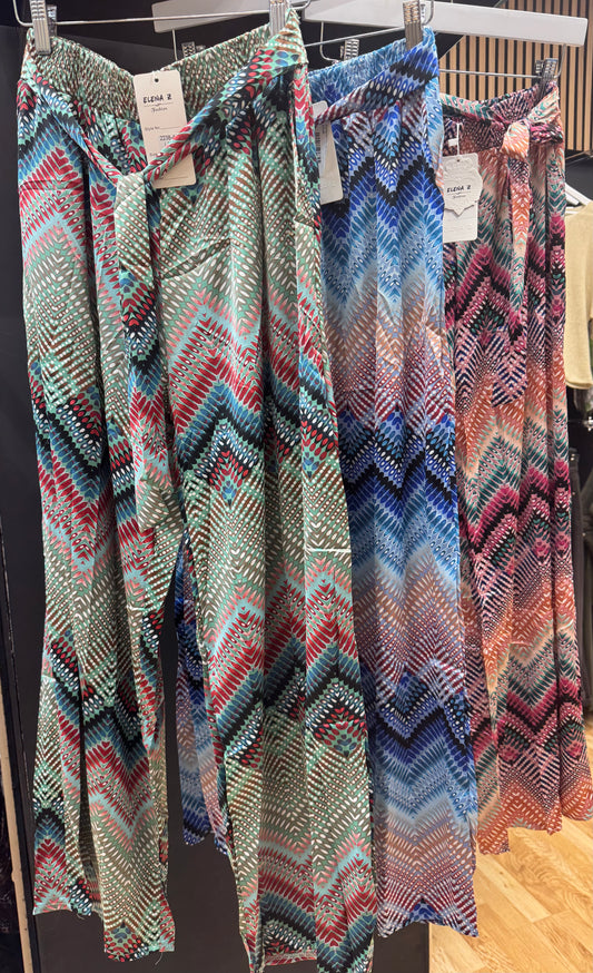 Boho Chic Chevron Print Wide-Leg Trousers