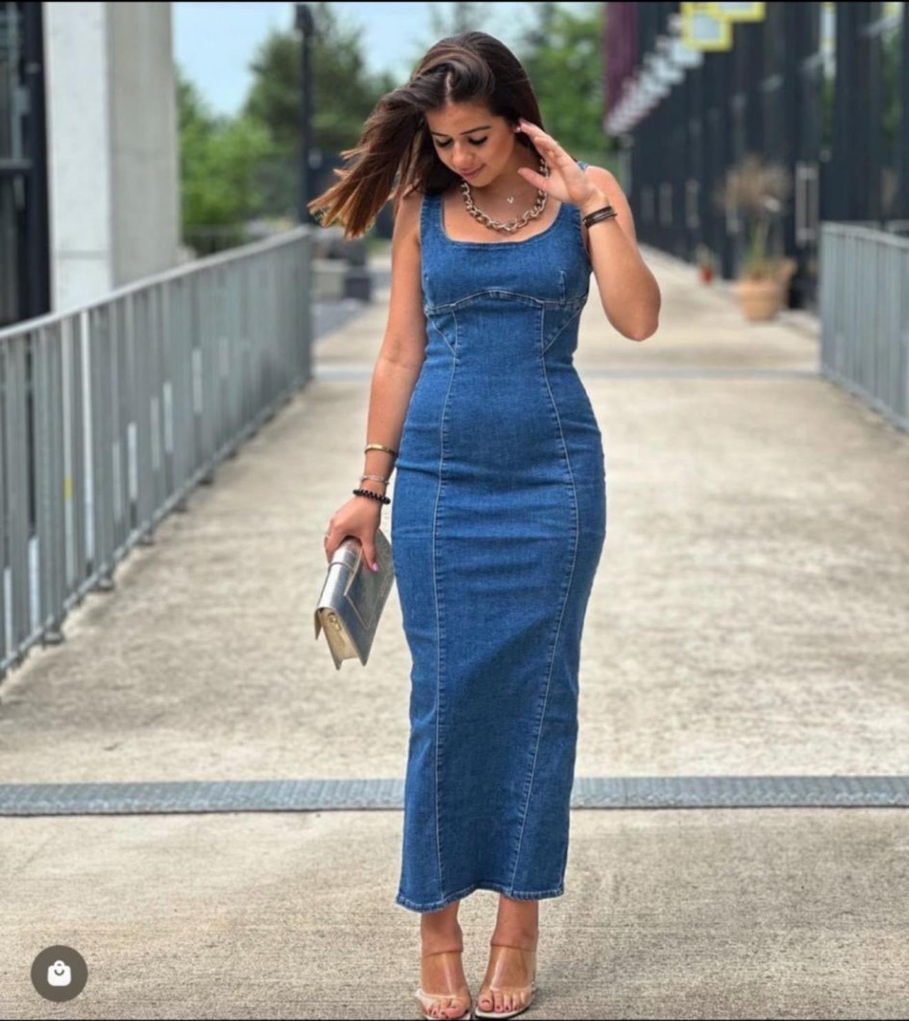 Denim body con dress