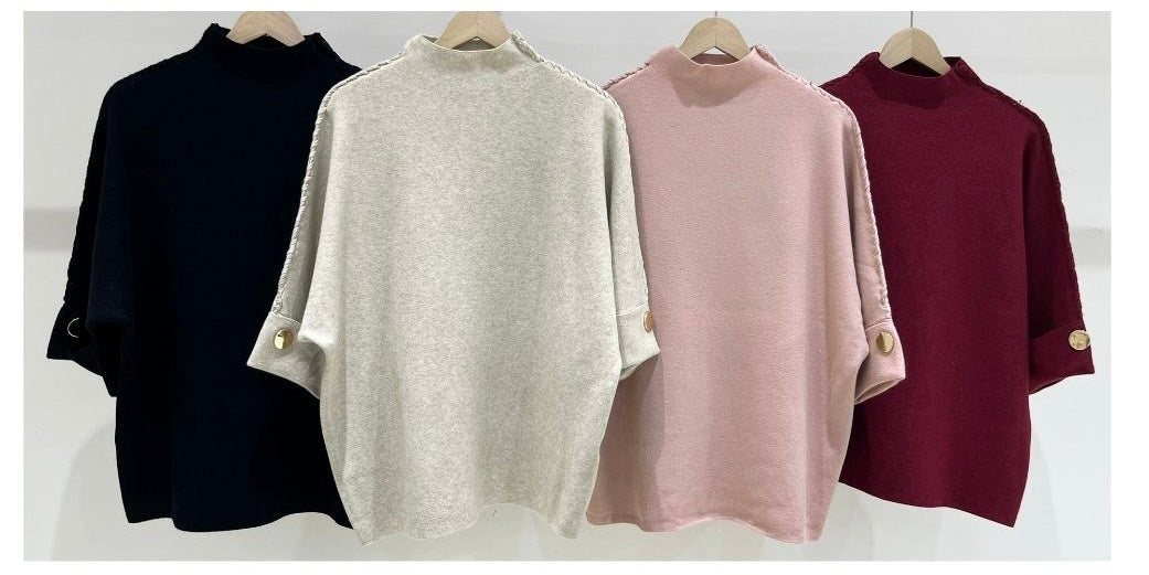 Stitched Button Sleeve Jumper