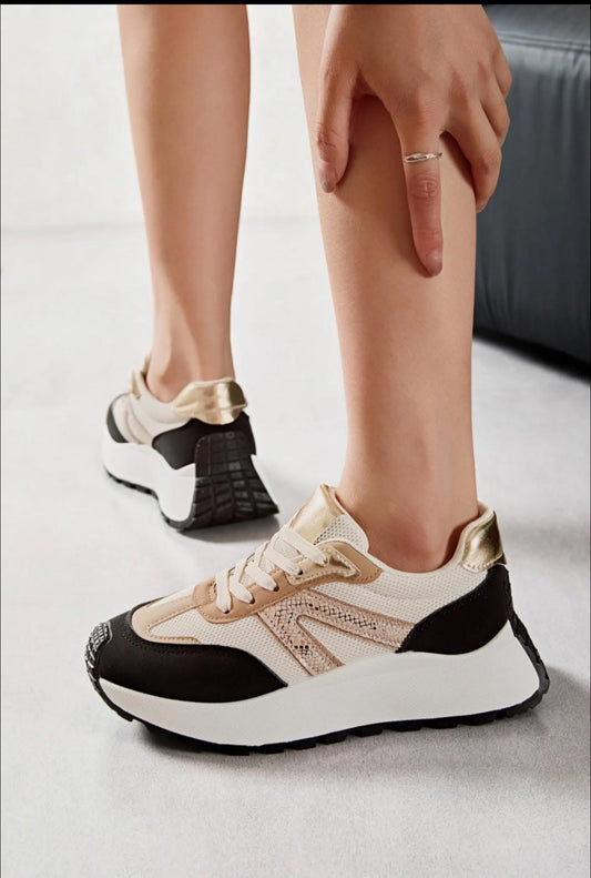 Chunky Metallic-Accent Trainers