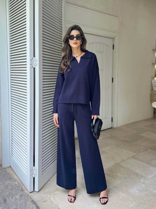 Navy Open Collar Co-Ord