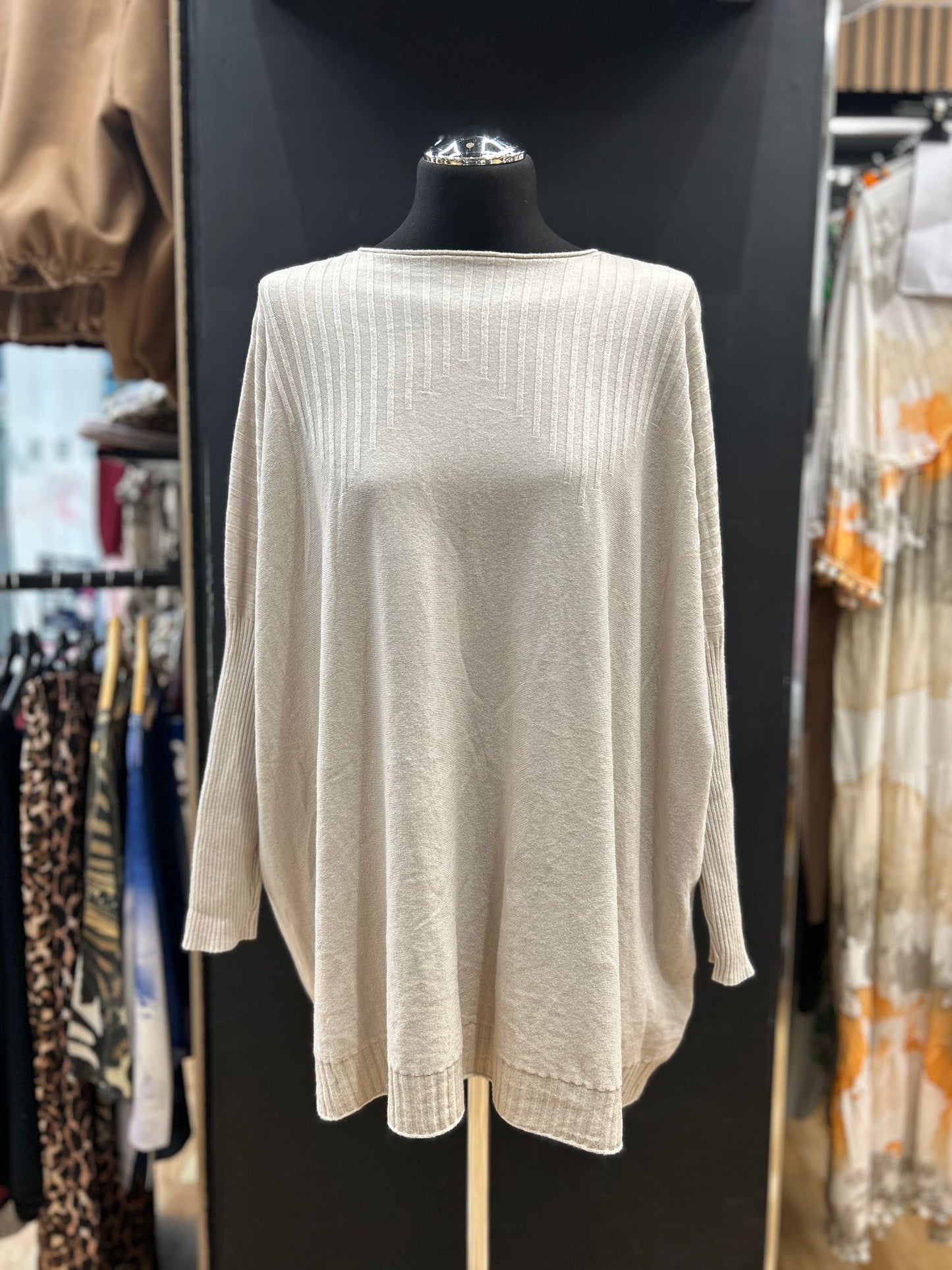 Button-Detail High Neck Knit Sweater